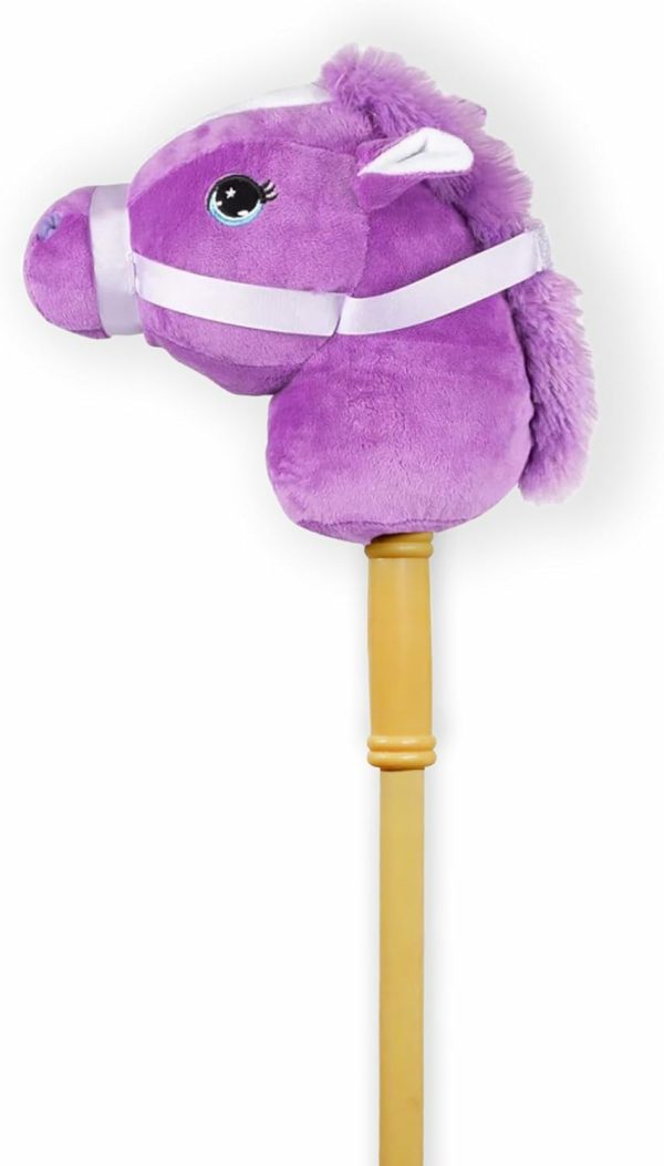 Cavalos de Pau |   Bastão Musical Animal – Cavalo Roxo e Branco – Botão Musical Bastão Resistente em Duas Peças com Cabeça de Animal de Pelúcia Colorida – Brinquedo para Crianças a Partir de 3 Anos Cavalos de Pau Cavalos de Pau