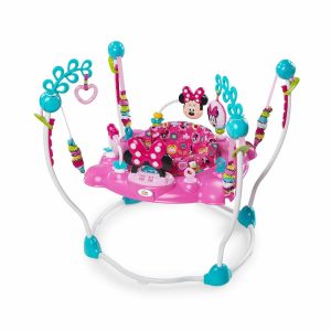 Centros de Atividades |   Centro de Atividades para Bebês Minnie Mouse Peekaboo – Jumper com 8 Brinquedos, Luzes e Sons, Assento 360 Graus, 6-12 Meses (Rosa/Azul) Centros de Atividades Centros de Atividades