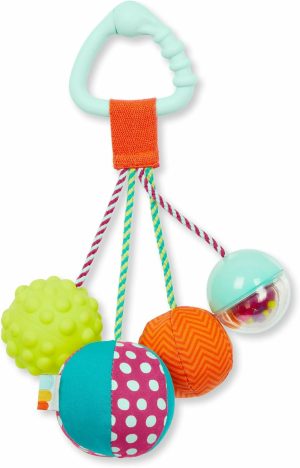 Chocalhos e Anéis de Pelúcia |   B. Bebê – Chocalho Sensorial para Bebês – Brinquedo para Bebê – 4 Bolas e Clipe – Cores, Texturas e Sons – Sons Super Macios – 3 Meses + Chocalhos e Anéis de Pelúcia Chocalhos e Anéis de Pelúcia