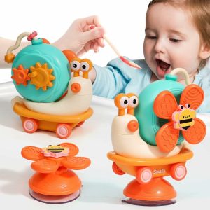 Chocalhos e Anéis de Pelúcia |   Brinquedo de Cadeira Alta 5 em 1 com Ventosas – Brinquedos Montessori para Crianças de 1 a 3 Anos – Brinquedos Sensoriais de Viagem para Bebês de 6-12-18 Meses – Presente de Aniversário para Meninos e Meninas Recém-Nascidos Chocalhos e Anéis de Pelúcia Chocalhos e Anéis de Pelúcia