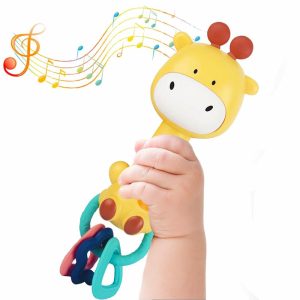 Chocalhos e Anéis de Pelúcia |   Brinquedo de Chocalho Musical para Bebês – Brinquedo de Mordida para Bebês de 6 a 18 Meses – Brinquedos Sensoriais para Crianças – Presentes para Meninos e Meninas (Girafa) Chocalhos e Anéis de Pelúcia Chocalhos e Anéis de Pelúcia