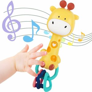 Chocalhos e Anéis de Pelúcia |   Brinquedo de Chocalho Musical para Bebês de 6 a 12 Meses – Brinquedos para Dentição com Música e Luz – Brinquedos Educativos para Crianças com Música e Luz – Presentes para Bebês Recém-Nascidos Menino e Menina (Girafa) Chocalhos e Anéis de Pelúcia Chocalhos e Anéis de Pelúcia