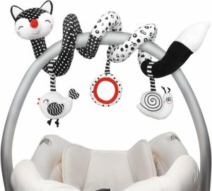 Chocalhos e Anéis de Pelúcia |   Brinquedos de Pelúcia Espiral Euyecety Baby – Brinquedo de Carrinho Preto e Branco, Brinquedo de Atividade Espiral e Estirável, Brinquedos para Assento de Carro, Brinquedos de Chocalho Pendurados para Móbile de Berço, Brinquedo Sensorial para Recém-Nascidos – Melhor Presente para Bebês de 0 a 3, 6, 9 e 12 Meses – Raposa Chocalhos e Anéis de Pelúcia Chocalhos e Anéis de Pelúcia