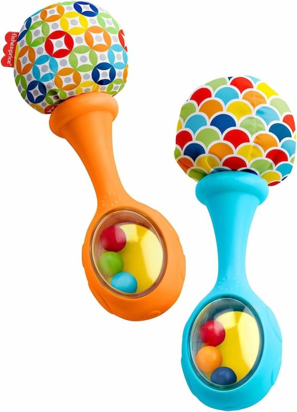 Chocalhos e Anéis de Pelúcia |   Brinquedos para Bebês Fisher-Price – Chocalho e Maracas – Conjunto com 2 Instrumentos Musicais Macios para Bebês a Partir de 3 Meses – Azul e Laranja Chocalhos e Anéis de Pelúcia Chocalhos e Anéis de Pelúcia