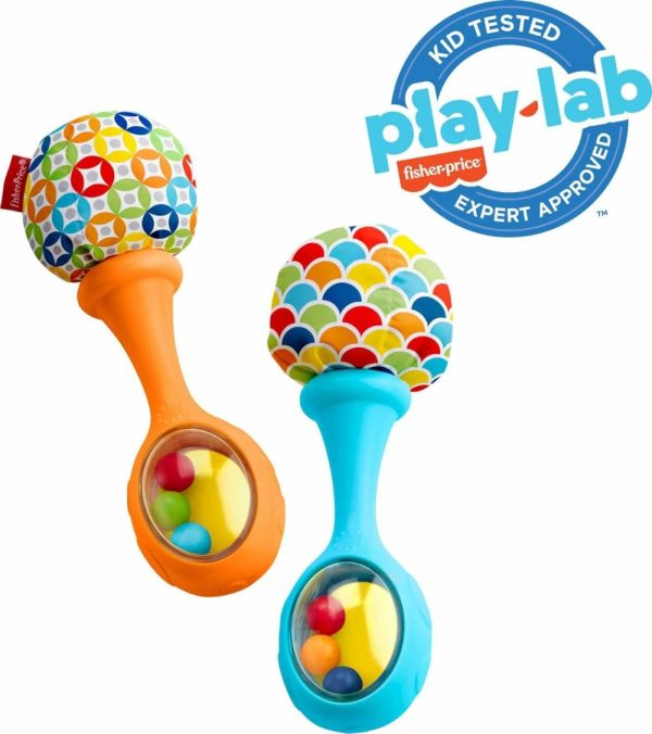 Chocalhos e Anéis de Pelúcia |   Brinquedos para Bebês Fisher-Price – Chocalho e Maracas – Conjunto com 2 Instrumentos Musicais Macios para Bebês a Partir de 3 Meses – Azul e Laranja Chocalhos e Anéis de Pelúcia Chocalhos e Anéis de Pelúcia