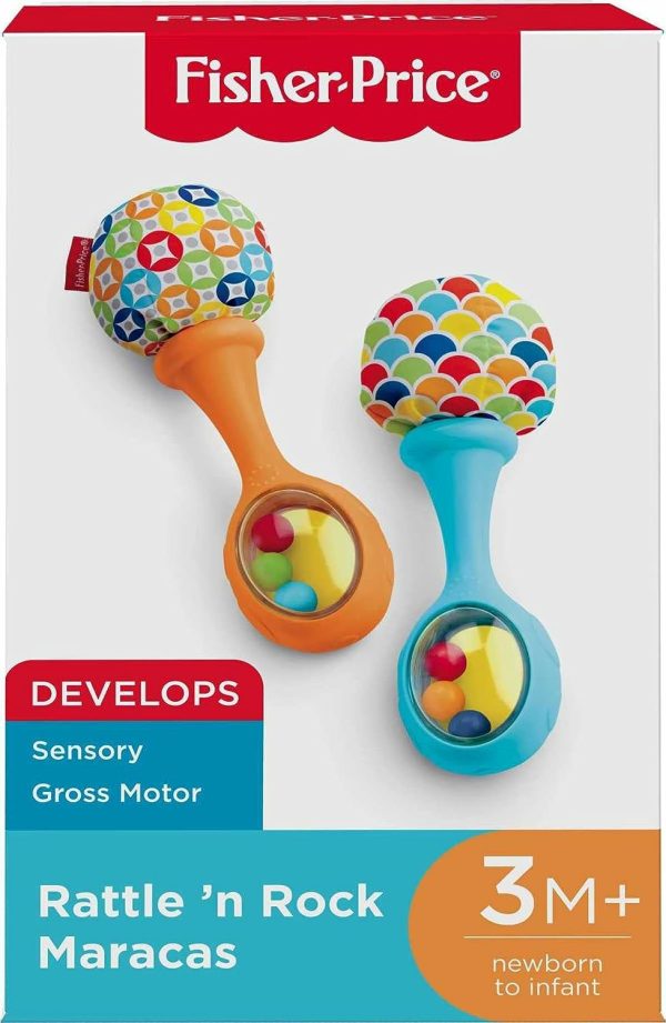 Chocalhos e Anéis de Pelúcia |   Brinquedos para Bebês Fisher-Price – Chocalho e Maracas – Conjunto com 2 Instrumentos Musicais Macios para Bebês a Partir de 3 Meses – Azul e Laranja Chocalhos e Anéis de Pelúcia Chocalhos e Anéis de Pelúcia