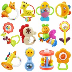 Chocalhos e Anéis de Pelúcia |   Conjunto de 12 Peças de Chocalhos para Bebês – Brinquedos para Dentição para Bebês de 0 a 6 Meses – Brinquedos Infantis de 6 a 12 Meses – Mordedores para Bebês Recém-Nascidos – Brinquedos para Bebês de 0 a 12 Meses – Presentes para Meninos e Meninas. Chocalhos e Anéis de Pelúcia A - 12 Peças