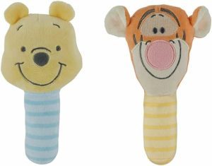 Chocalhos e Anéis de Pelúcia |   Conjunto de Chocalhos de Pelúcia Winnie the Pooh e Tigger – Pacote com 2 Unidades – Material de Pelúcia Macio e Aconchegante, Chocalho Integrado para Estimulação Sensorial, Cores Vibrantes e Detalhes Intrincados. Chocalhos e Anéis de Pelúcia Chocalhos e Anéis de Pelúcia