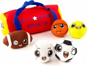 Chocalhos e Anéis de Pelúcia |   Minha Primeira Bolsa de Esportes para Bebê com 5 Bolas de Esporte de Pelúcia – Bolas Chocalho para Bebê com Som – Brinquedos Sensoriais de Bolas para 1 Ano – Brinquedos para Bebês – Presente de Chocalho para Bebê de 1 Ano Chocalhos e Anéis de Pelúcia Chocalhos e Anéis de Pelúcia