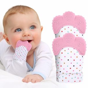 Chupetas |   2Pacote de Luvas de Silicone para Alívio de Dentição – Luva Confortável para Bebês – Alívio da Dor de Dentição – Previne Arranhões – Brinquedos de Dentição de Silicone Seguros para 0-12 Meses Chupetas Chupetas