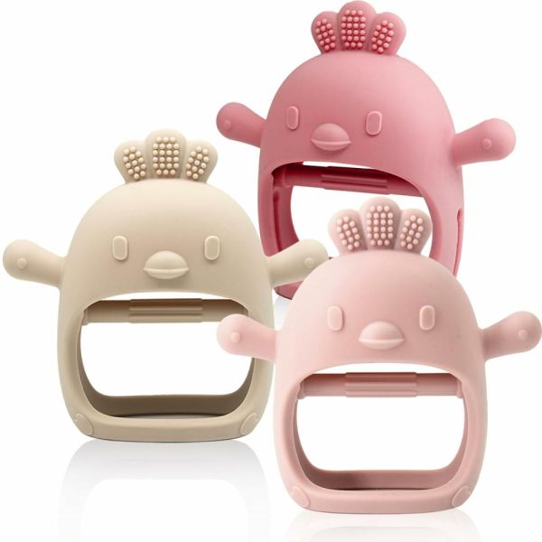 Chupetas |   3 Pacotes de Brinquedos de Dentição para Bebês – Mitten de Silicone para Dentição para Bebês Acima de 3 Meses – Mordedores de Pulso Antiderrapantes – Brinquedos para Mastigar para Necessidades de Sucção – Livre de BPA (Rosa, Caramelo e Vermelho Coral) Chupetas Chupetas