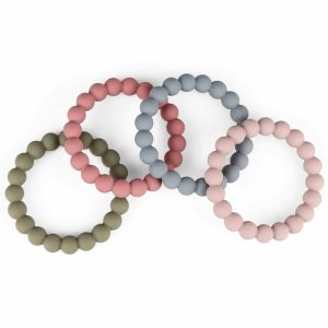 Chupetas |   Anéis de Mordedor para Bebês – Pulseiras de Mordedor 100% Silicone para Bebês a Partir de 3 Meses para Alívio Natural – Livre de BPA e Ftalatos – Inclui 4 Anéis Neutros para Bebês Chupetas 4 Pacotes