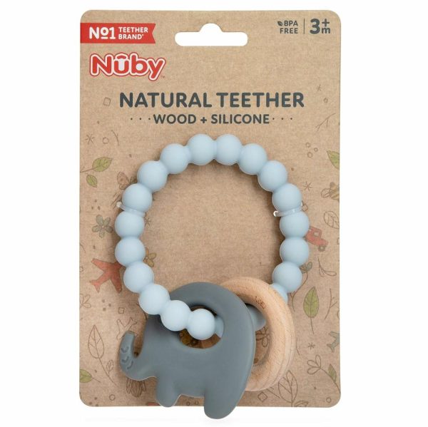 Chupetas |   Anel de Mordedor de Madeira Natural e Silicone: 3 Meses + Elefante Cinza Chupetas Chupetas