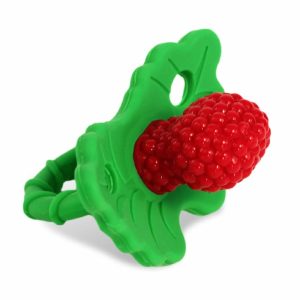 Chupetas |   Brinquedo de Dentição de Silicone Razberry – Berrybumps Alivia as Gengivas Doloridas dos Bebês – Design Sem Mãos – Livre de BPA – Fácil de Segurar – Chupeta de Alívio para Dentição para Bebês – Forma de Fruta/Vermelho Chupetas Bebê Vermelho