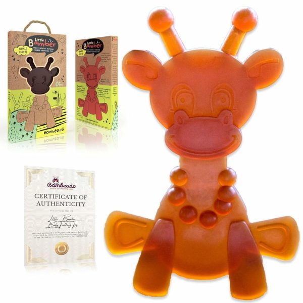 Chupetas |   Brinquedo de Dentição em Óleo Âmbar para Bebês – Little Bamber Brinquedo de Dentição em Âmbar Natural para Alívio das Dentes – Girafa de Borracha para Dentição – Brinquedo Teether Especial Báltico para Gengivas Sensíveis – Alternativa ao Colar de Dentição em Âmbar (Marrom) Chupetas Chupetas