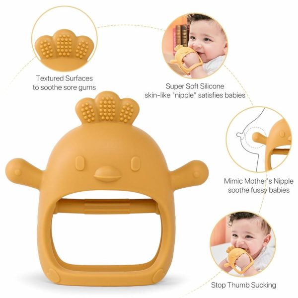 Chupetas |   Brinquedo de Dentição para Bebês – Luva de Dentição para Bebês de 0 a 6 Meses – Chupeta de Silicone para Bebês – Brinquedo de Mastigar – Chupeta para Alívio da Dentição – Luva de Dentição de Silicone para Bebês (Amarelo e Azul) Chupetas Chupetas