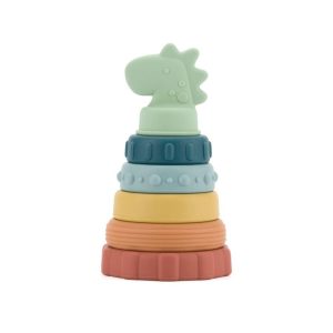 Chupetas |   Brinquedo de Empilhar e Mordedor de Silicone Itzy Stacker Dinossauro (Stack8449) Chupetas Chupetas