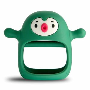 Chupetas |   Brinquedo de Silicone para Bebês Penguin Buddy – Nunca Cai – Mordedor para Bebês de 0 a 6 Meses – Brinquedos para Mastigar para Necessidades de Sucção – Mordedor Manual para 3 a 6 Meses – Brinquedo para Assento de Carro para Bebês – Verde Pinheiro Chupetas Chupetas