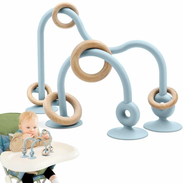 Chupetas |   Brinquedo de Sucção para Bebês – Mordedor Sensório para Cadeiras Altas, Ideal para Bebês e Crianças de 6 a 24 Meses – Mordedor de Silicone de Grau Alimentar com Laço de Carvalho – Brinquedo Educacional Montessori para Pais e Filhos – Brinquedo de Banho para Bebês (Azul) Chupetas Azul