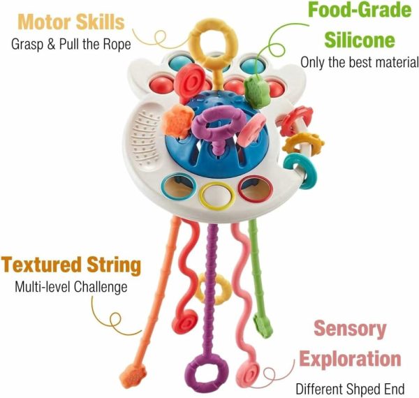 Chupetas |   Brinquedo Montessori para Bebês de 6 a 18 Meses | Brinquedo Sensorial de Silicone para Bebês de 6 a 12 Meses | Brinquedo de Mordida com Corda – Presente Educativo e de Viagem para Meninos e Meninas a Partir de 1 Ano, Bebês e Crianças Pequenas Chupetas Chupetas