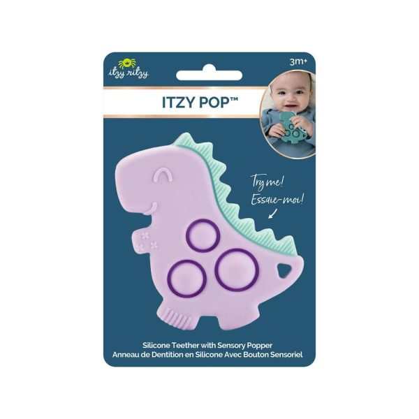 Chupetas |   Brinquedo Sensorial Popper – O Brinquedo Itzy Pop apresenta Texturas Elevadas para Aliviar Gengivas Sensíveis; Alivia o Estresse e Melhora as Habilidades Motoras Finas; Pode Ser Preso a uma Bolsa ou ao Lazo da Chupeta; Dinossauro Lilás Chupetas Chupetas