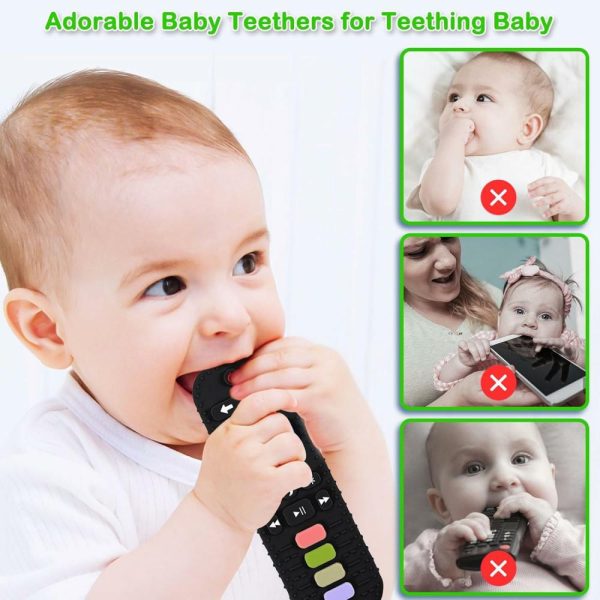 Chupetas |   Brinquedos de Dentição para Bebês 0-6 Meses 6-12 Meses – Brinquedo de Dentição Controle Remoto para Bebês – Chupeta de Celular para Bebês – Brinquedo de Mastigar para Bebê – Brinquedos de Dentição de Silicone Sensoriais para Bebês – Preto Chupetas Chupetas