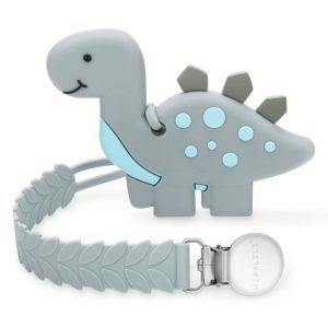 Chupetas |   Brinquedos de Dentição para Bebês 0-6 Meses e 6-12 Meses – Mordedores de Silicone com Clip para Meninos e Meninas – Alívio para a Dentição em Forma de Dinossauro – Cinza Chupetas Chupetas