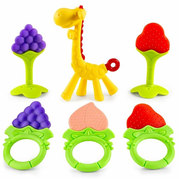 Chupetas |   Brinquedos de Dentição para Bebês 6 Peças | Conjunto de Mordedores para Recém-Nascidos | Silicone de Grau Alimentar | Seguro para Congelador | Calmantes e Relaxantes | Livre de BPA | Brinquedos de Dentição Congelados para Bebês de 0 a 6 Meses | Equipamentos Essenciais para Bebês Chupetas Chupetas