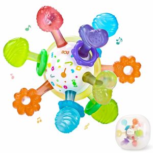 Chupetas |   Brinquedos de Dentição para Bebês – Bola de Dentição Sensorial Múltipla – Brinquedos de Dentição Montessori em Silicone para Bebês – Alívio de Dentição com Chocalho – Brinquedo de Mastigar para Bebês de 0 a 12 Meses – Livre de BPA Chupetas Amarelo