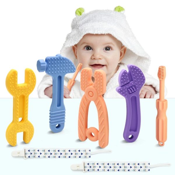 Chupetas |   Brinquedos de Dentição para Bebês, Brinquedos de Dentição para 0-6 Meses, Brinquedos de Silicone Livre de BPA, Mordedores para Bebês, Brinquedos de Mastigar, Brinquedos de Dentição para Bebês em Forma de Martelo Macio, Chave de Fenda e Tesoura – Presente Ideal. Chupetas Chupetas