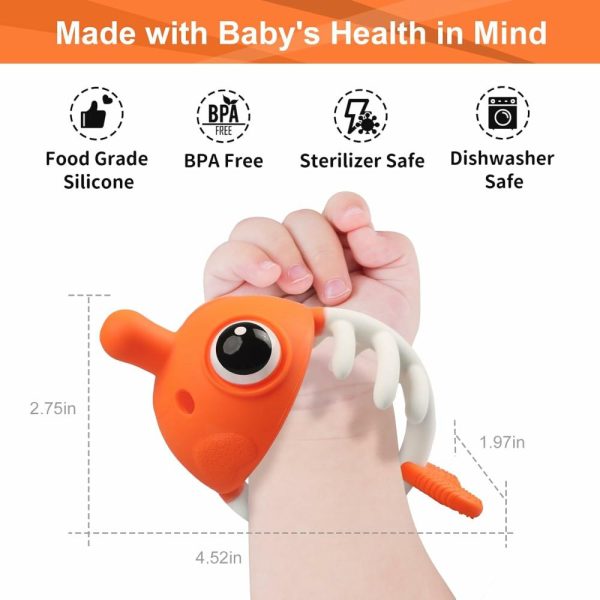 Chupetas |   Brinquedos de Dentição para Bebês Clownfish – Mordedores para Bebês de 0 a 12 Meses com Clip – Mordedores de Silicone Macio e Seguro para Bebês de 4 a 9 Meses – Alívio para a Dentição e Sucção – Presente Divertido para Recém-Nascidos Chupetas Chupetas