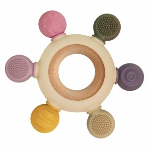 Chupetas |   Brinquedos de Dentição para Bebês com Anel de Madeira – Mordedores para Bebês de 3 a 6 Meses – Brinquedos de Madeira para Bebês – Brinquedo Fácil de Segurar para Alívio da Dentição – Brinquedos para Mastigação – Mordedor de Silicone para Bebês Livre de BPA Chupetas Chupetas