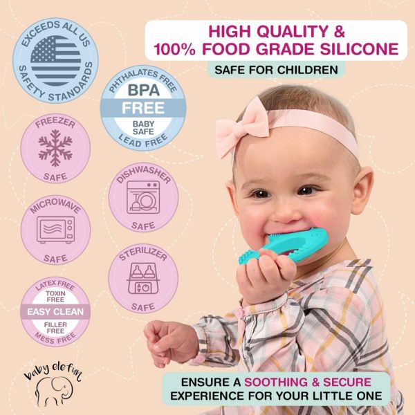 Chupetas |   Brinquedos de Dentição para Bebês de 0 a 12 Meses – 5X Alívio da Dor – Mordedor Inteligente de Silicone Sem Atraso no Desenvolvimento – Anel de Dentição Fofo para Bebês – Presente de Chá de Bebê para Mordida. Chupetas 0-6 Turquesa