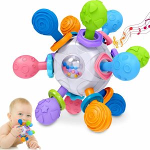 Chupetas |   Brinquedos de Dentição para Bebês de 0 a 6 Meses e de 6 a 12 Meses | Brinquedos Montessori para o Tempo de Barriga para Bebês de 0 a 18 Meses | Chocalhos para Bebês Recém-Nascidos | Brinquedos Sensoriais para Mastigar | Presentes para Chá de Bebê para Meninos e Meninas Chupetas Branco