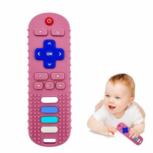 Chupetas |   Brinquedos de Dentição para Bebês – Mordedor de Silicone de Grau Alimentar para Bebês de 3, 6, 12 e 18 Meses – Brinquedo em Forma de Controle Remoto para Crianças – Livre de BPA e Pode Ser Congelado (Rosa) Chupetas Chupetas