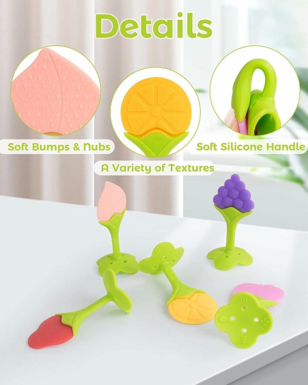 Chupetas |   Brinquedos de Dentição para Bebês – Pacote com 10 Mordedores de Silicone para Bebês – Brinquedos de Dentição Congelados – Formato de Frutas – Livre de BPA – Orgânico Natural, Macio e Texturizado Chupetas Chupetas