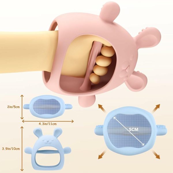 Chupetas |   Brinquedos de Dentição para Bebês – Pacote com 2 Mordedores de Silicone, Chupetas para Bebês Acima de 3 Meses, Mordedores de Pulso Antiderrapantes, Luvas de Dentição, Brinquedos para Mastigar para Necessidades de Sucção, Livre de BPA (Azul e Rosa) Chupetas Chupetas