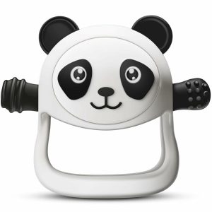 Chupetas |   Brinquedos de Mordida para Bebês 0-6-12 Meses – Mordedor para Alívio da Dentição que Nunca Cai – Luvas de Silicone em Forma de Panda com Chupeta para Sucção – Brinquedos de Mastigar para Amamentação (Branco) Chupetas Chocalho de Panda Branco