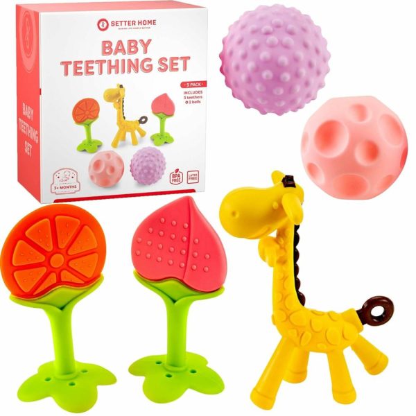 Chupetas |   Brinquedos de Silicone para Dentição de Bebês 0-6 Meses – 6-12 Meses – Mordedores Macios para Acalmar e Confortar o Bebê – Pacote com 5 Peças Chupetas Chupetas