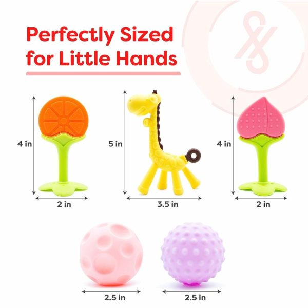 Chupetas |   Brinquedos de Silicone para Dentição de Bebês 0-6 Meses – 6-12 Meses – Mordedores Macios para Acalmar e Confortar o Bebê – Pacote com 5 Peças Chupetas Chupetas