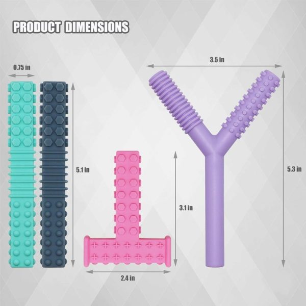 Chupetas |   Brinquedos Sensoriais de Mastigação para Crianças Autistas – Pacote com 4 Tubos de Mastigação – Bastões para Crianças em Silicone Macio e Durável – Ferramentas Orais para Alívio de Ansiedade, TDAH e SPD – Brinquedos de Mordida para Bebês – Livre de BPA Chupetas Chupetas