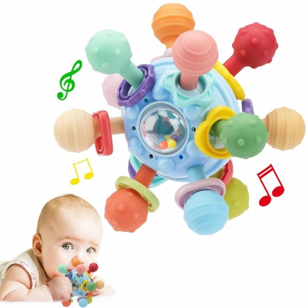 Chupetas |   Brinquedos Sensoriais Montessori para Bebês de 0 a 6 Meses e de 6 a 12 Meses – Brinquedos de Mordida em Grau Alimentar para Bebês de 0 a 18 Meses – Brinquedos de Aprendizado e Desenvolvimento para Recém-Nascidos – Presentes para Meninos e Meninas de 1 a 2 Anos Chupetas Azul