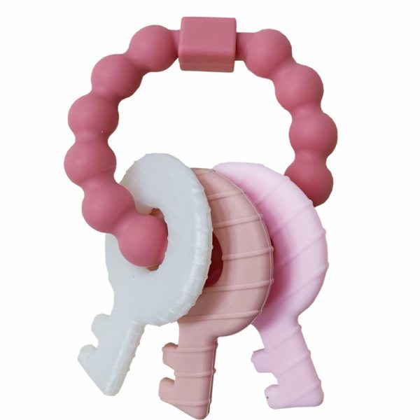 Chupetas |   Chaves de Dentição para Bebês de 3 a 12 Meses, Brinquedos Sensoriais para Bebês e Crianças, Mordedores para Meninas – Textura Macia e Elevada para Aliviar as Gengivas, Livre de BPA (Rosa) Chupetas Chupetas