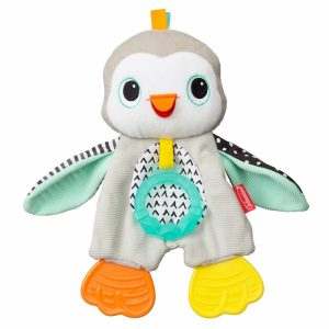 Chupetas |   Chocalho de Dentição Caractere de Pinguim – 3 Áreas Texturizadas para Aliviar Gengivas Sensíveis – Silicone Livre de BPA – Texturas de Tecido Macias para Explorar – Sons de Amassado para Descobrir – Para Bebês a Partir de 0 Meses Chupetas Chupetas