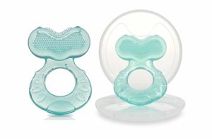 Chupetas |   Chocalho de Silicone Teethe-Eez com Cerdas Inclui Estojo Higiênico Aqua (Pacote com 2) Chupetas Aqua-2 Contagem