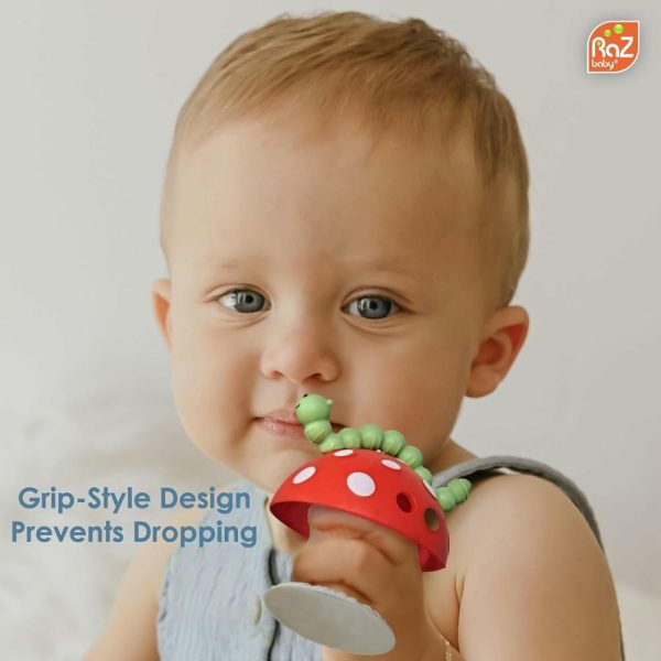 Chupetas |   Chompy Grip Mordedor para Bebês e Crianças a Partir de 3 Meses – Brinquedo de Silicone com Base de Sucção e Design de Múltiplas Texturas para Alívio da Dentição – Alivia Gengivas Sensíveis e Mordedor Fácil de Segurar – Livre de BPA – Vermelho/Verde Chupetas Chupetas