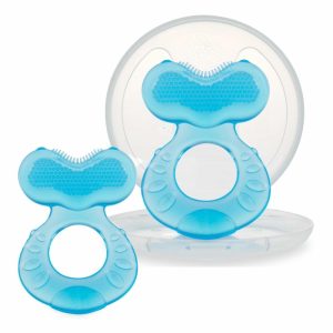 Chupetas |   Chupeta de Silicone Macio com Cerdas Massageadoras | Pacote com 2: Azul | 3M + | Estojo de Viagem Incluído Chupetas Azul