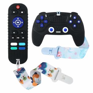 Chupetas |   Chupeta Remota para Bebê – 2 Peças de Brinquedos de Silicone para Dentição para Bebês de 0 a 12 Meses – Controle de Jogo, Presentes de Gel para Alívio da Dor nas Gengivas e Molares – Livre de BPA, Congelável, Ideal para Meninos e Meninas. Chupetas Chupetas