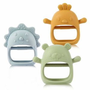 Chupetas |   Chupetas para Bebês de 0 a 6 Meses – Brinquedos de Mastigar para Bebês Sem BPA – Formas Fáceis de Segurar com Textura Macia para Exploração Sensorial e Alívio da Coceira Durante o Teething Chupetas Azeitona&Espaço Azul&Manga