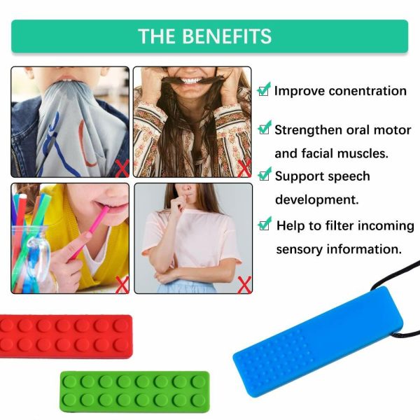 Chupetas |   Colar de Mastigar – Conjunto de Colar Sensório para Crianças com Dentição, TDAH, Autismo, Necessidades de Mordida, Mordedor Oral para Meninos e Meninas. Chupetas Azul, Verde, Vermelho